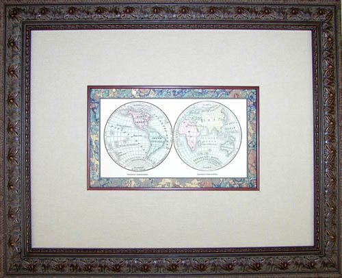 Framed Johnson East and West Hemispheres