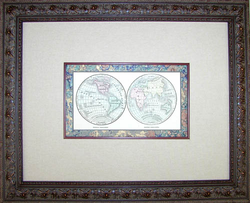 Framed Johnson East and West Hemispheres
