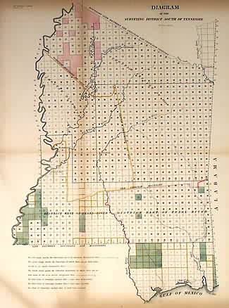 Diagram of the Surveying District South of Tennessee (Mississippi)