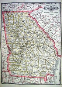 Railroad and County Map of Georgia