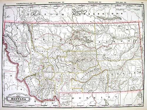 Railroad and County Map of Montana