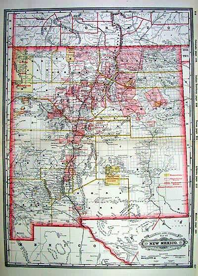 Railroad and County Map of New Mexico