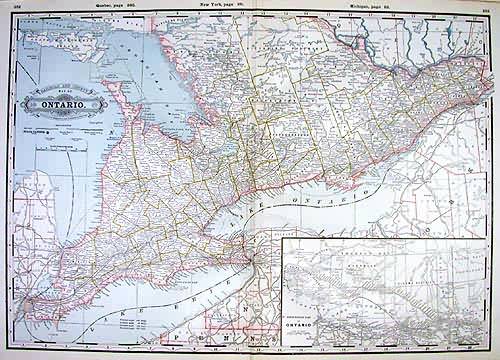 Railroad and County Map of Ontario