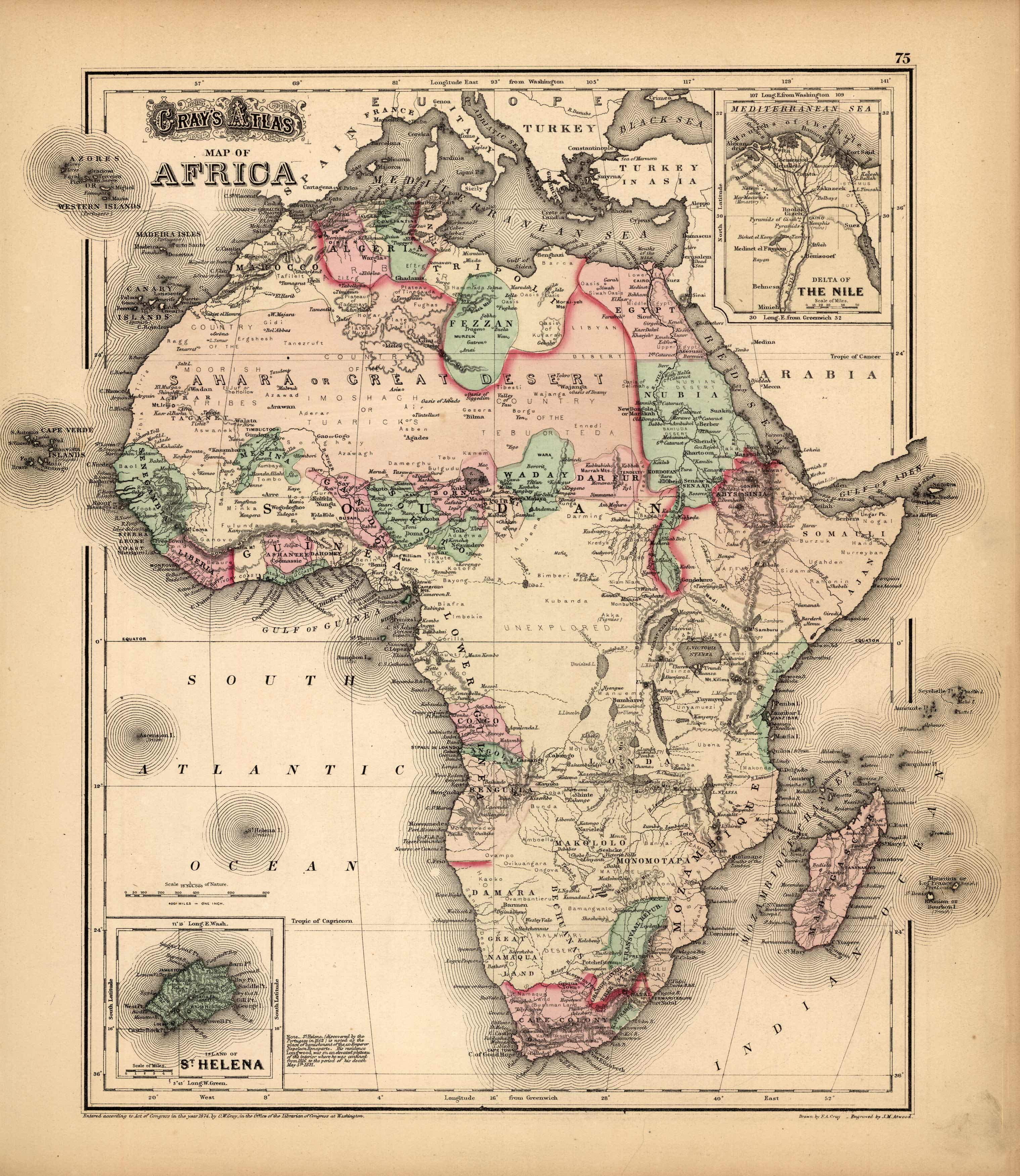 Grays Atlas Map of Africa'
