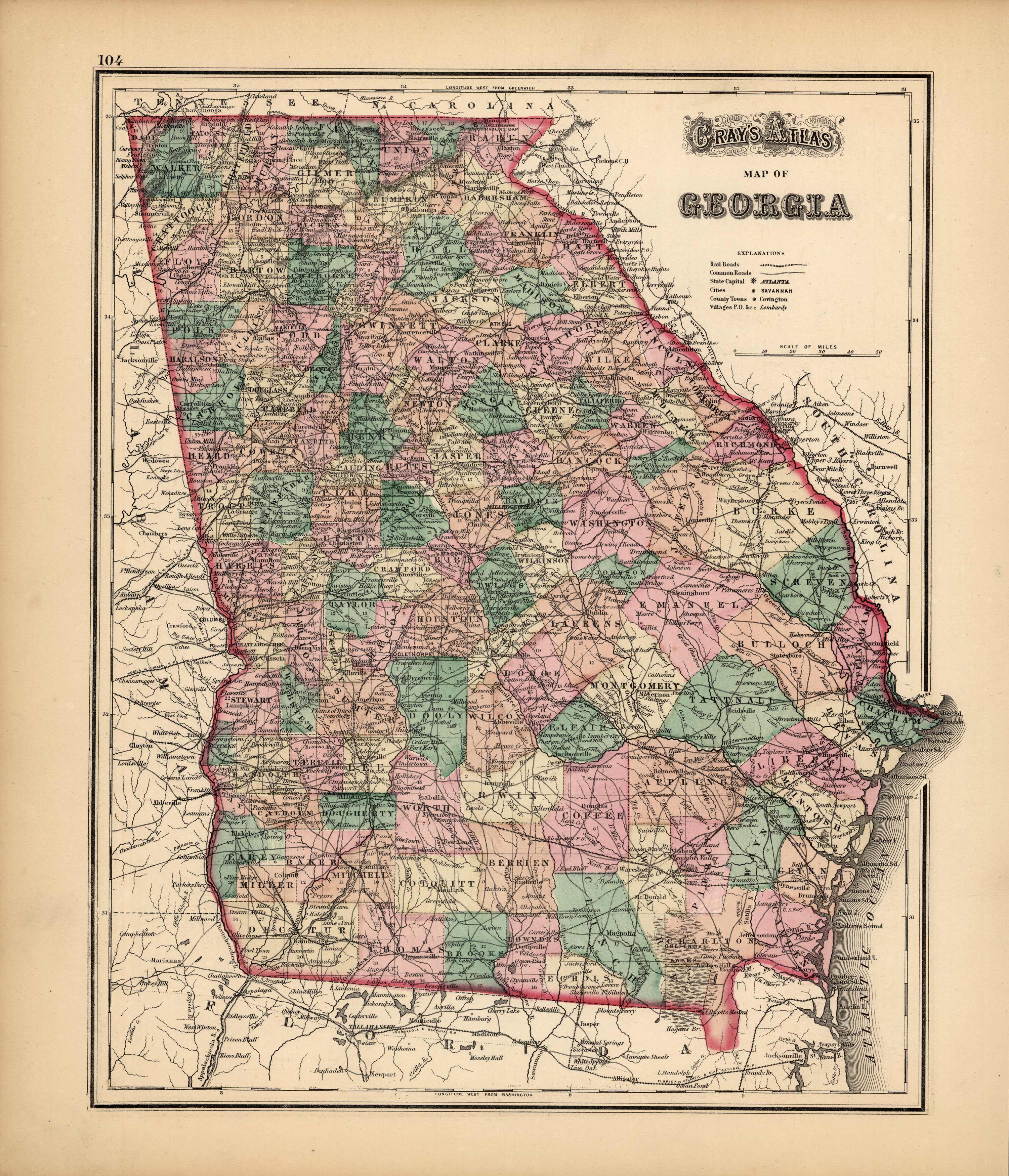 Grays Atlas Map of Georgia' - Art Source International