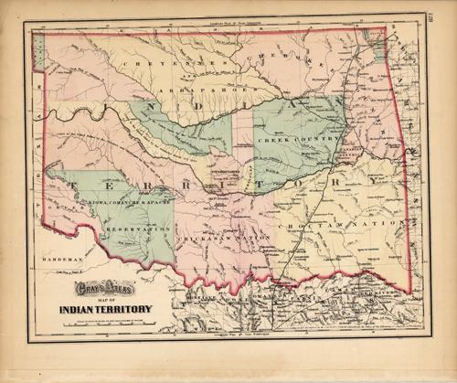 Grays Atlas Map of Indian Territory '