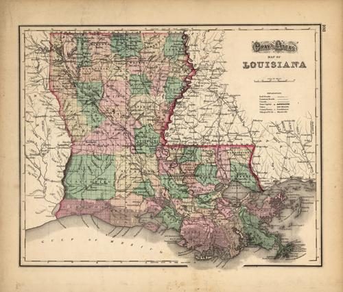 Grays Atlas Map of Louisiana'