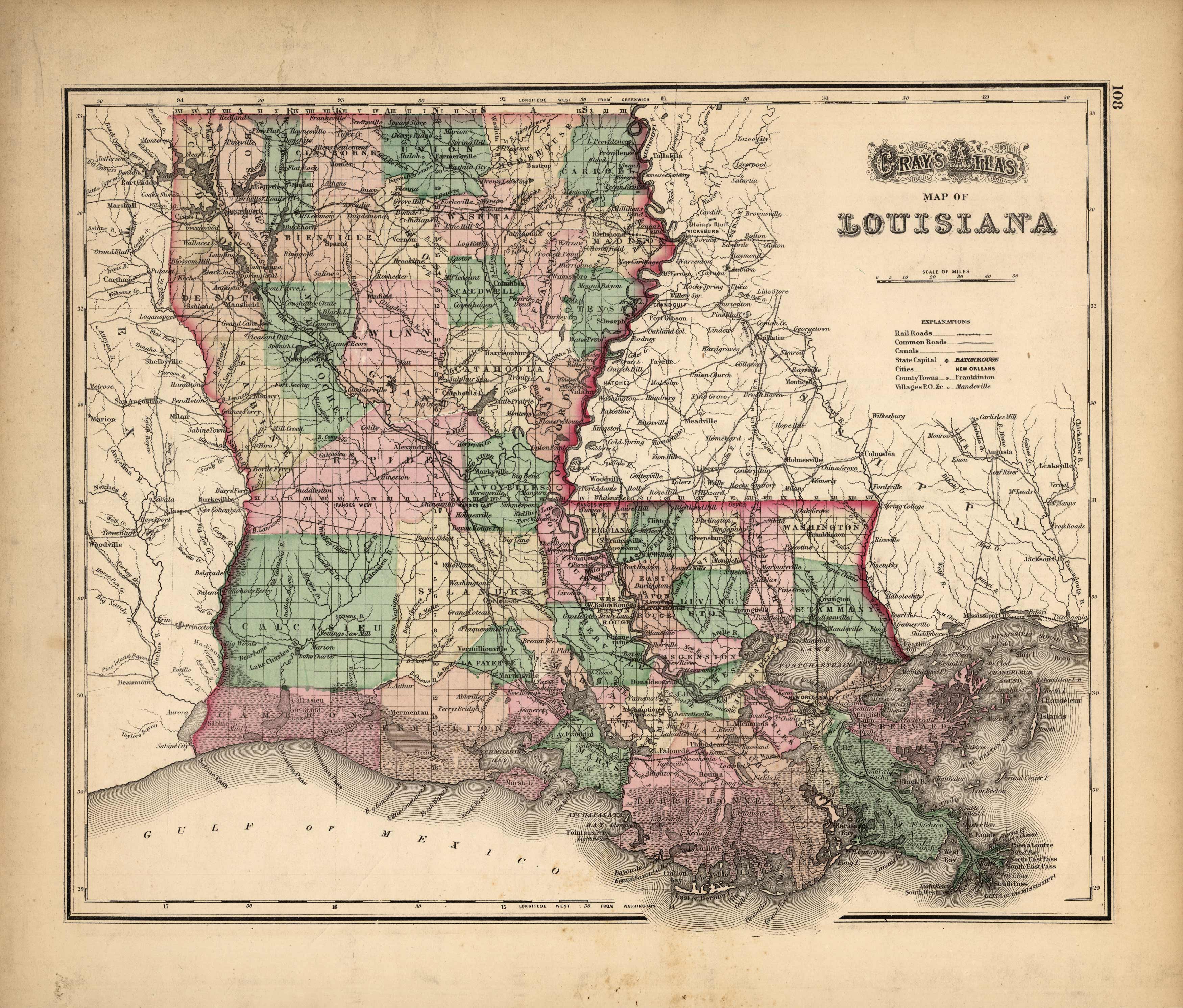 Grays Atlas Map of Louisiana' - Art Source International