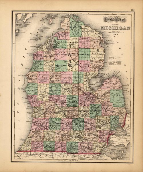 Grays Atlas Map of Michigan'