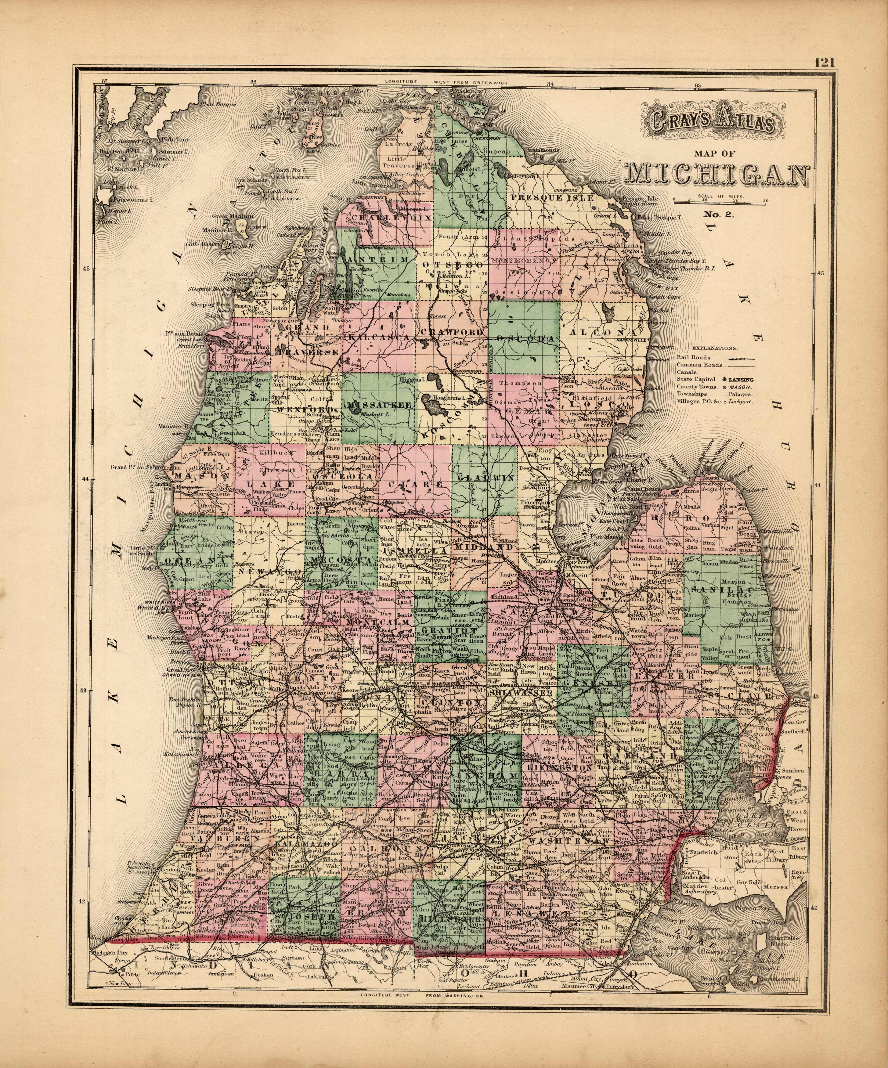 Grays Atlas Map of Michigan'