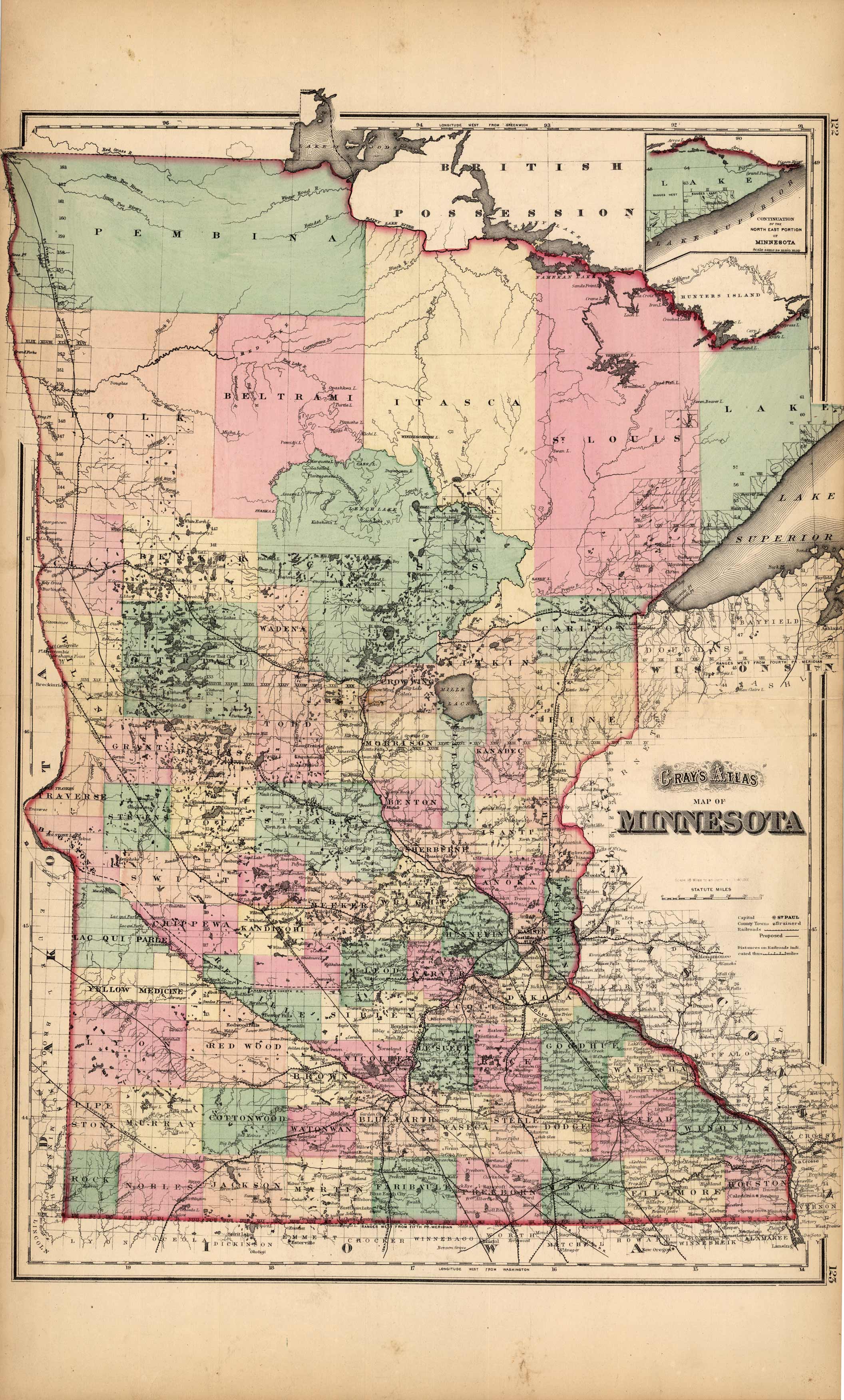 Grays Atlas Map of Minnesota'