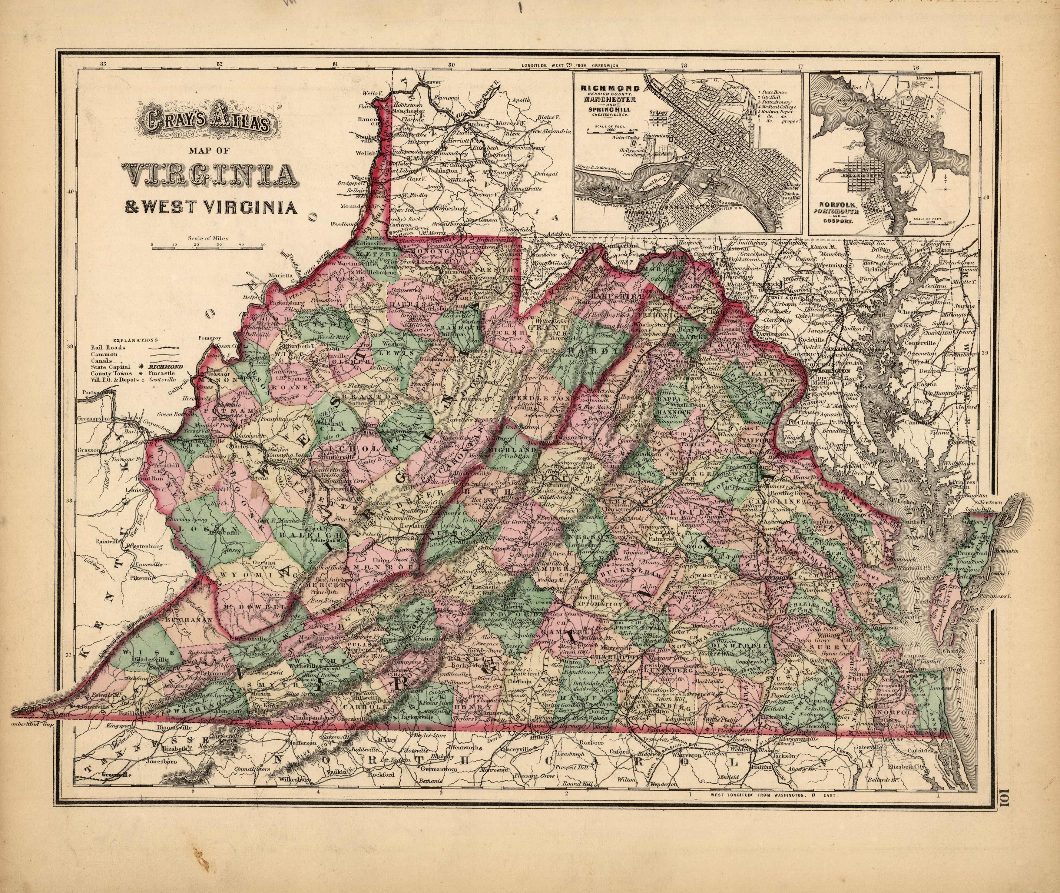 Grays Atlas Map of Virginia & West Virginia' Grays Atlas Map of Virginia & West Virginia'