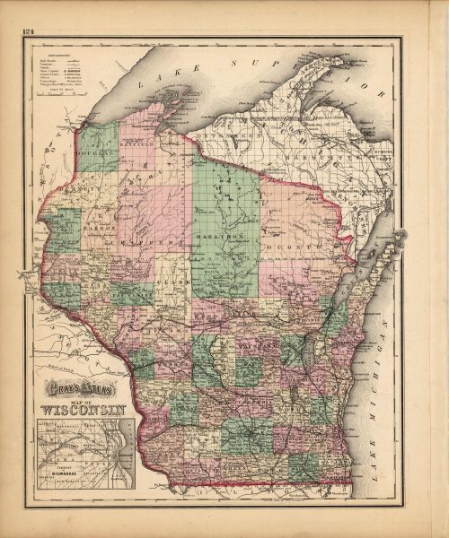 Grays Atlas Map of Wisconsin'