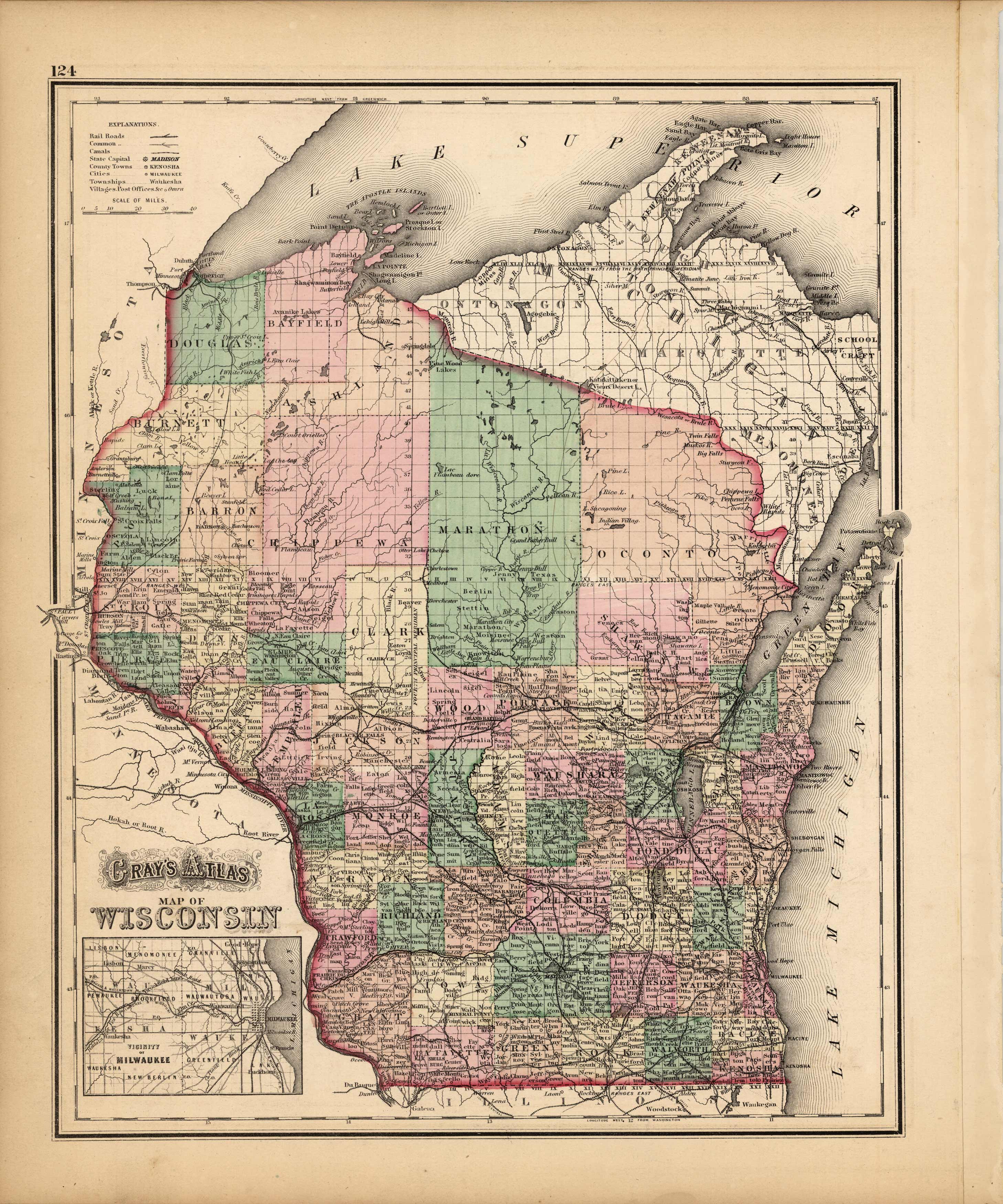 Grays Atlas Map of Wisconsin' Grays Atlas Map of Wisconsin'