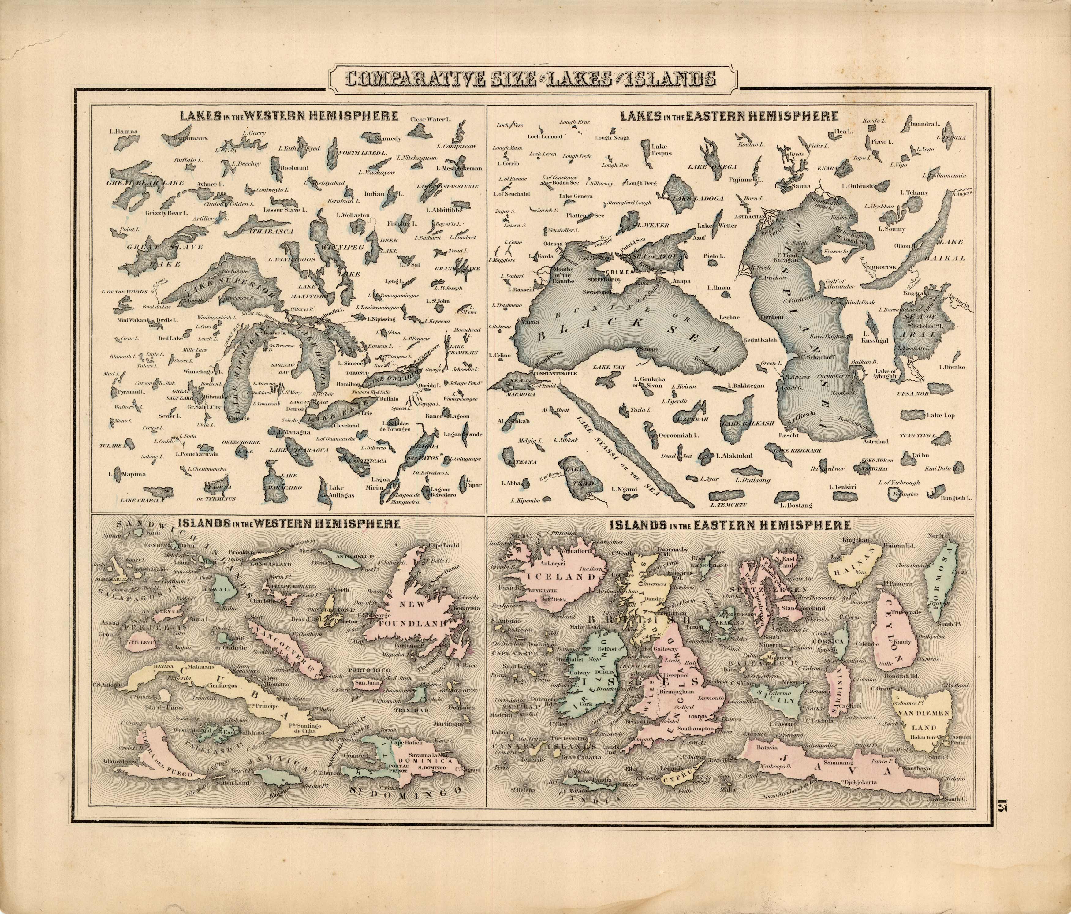 Comparative Size of Lakes and Islands