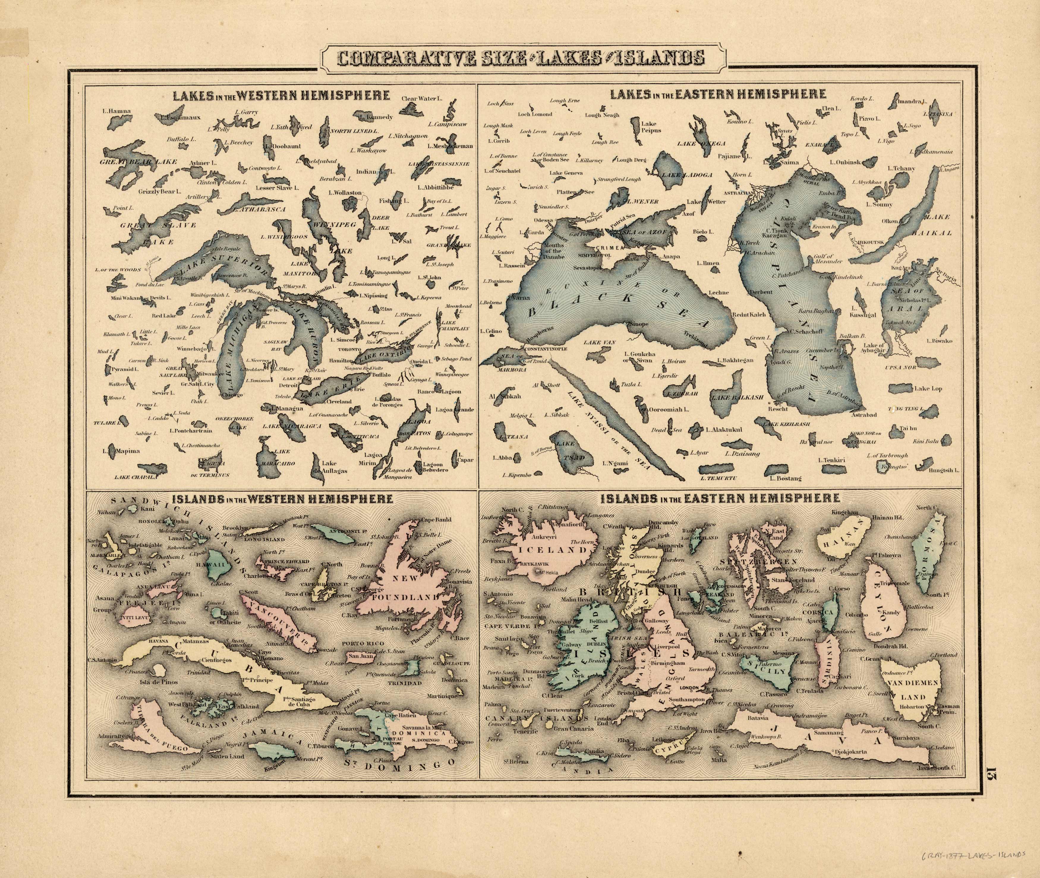Comparative Size of Lakes and Islands