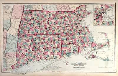 Grays New Map of Massachusetts