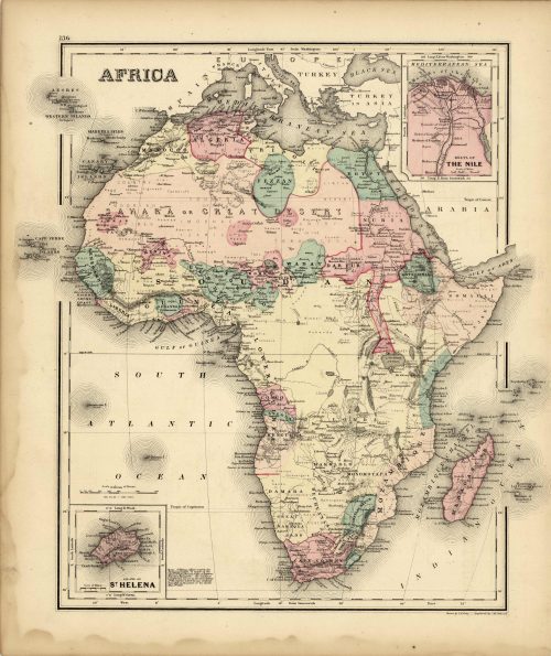 Africa with inset maps of St Helena and  The Nile