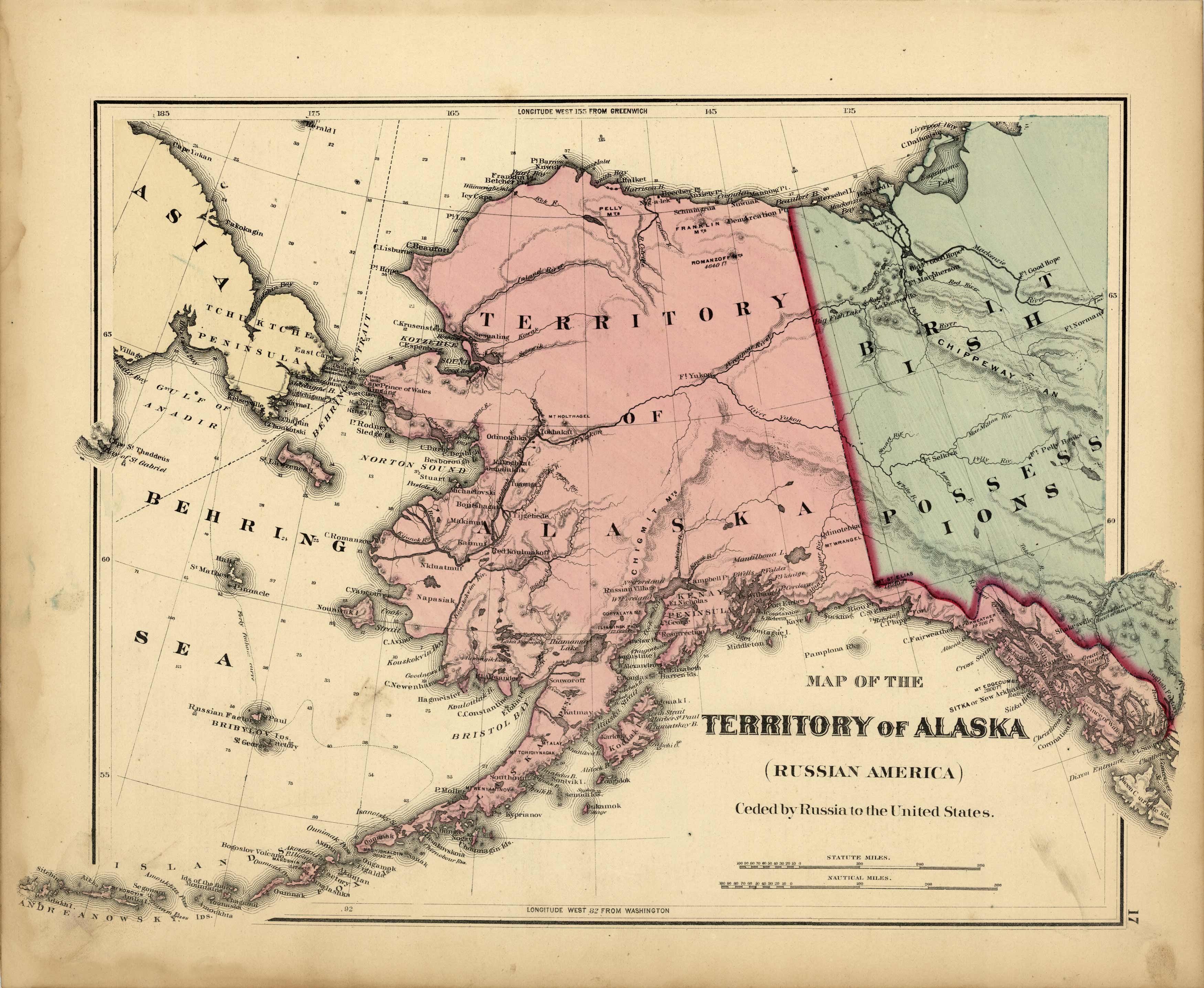 Map of the Territory of Alaska (Russian America) Ceded by Russia to the United States Map of the Territory of Alaska (Russian America) Ceded by Russia to the United States