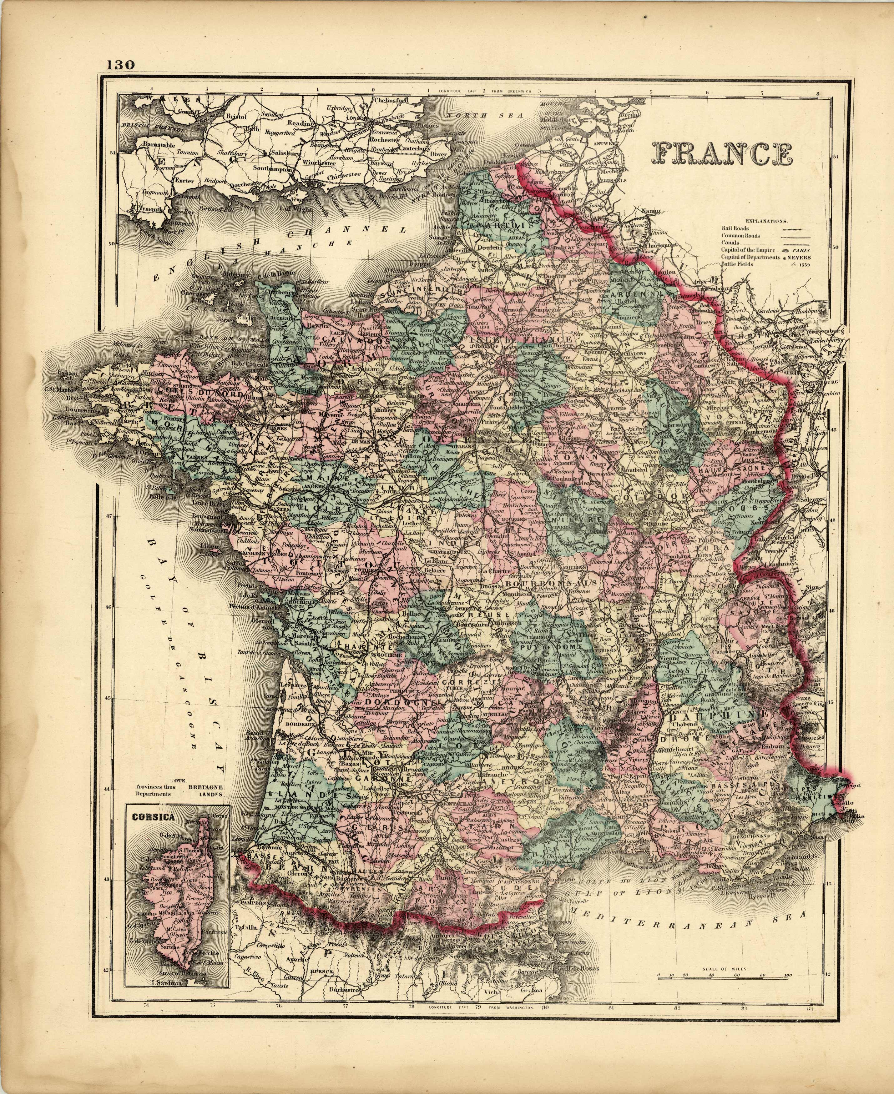 France with inset map of Corsica