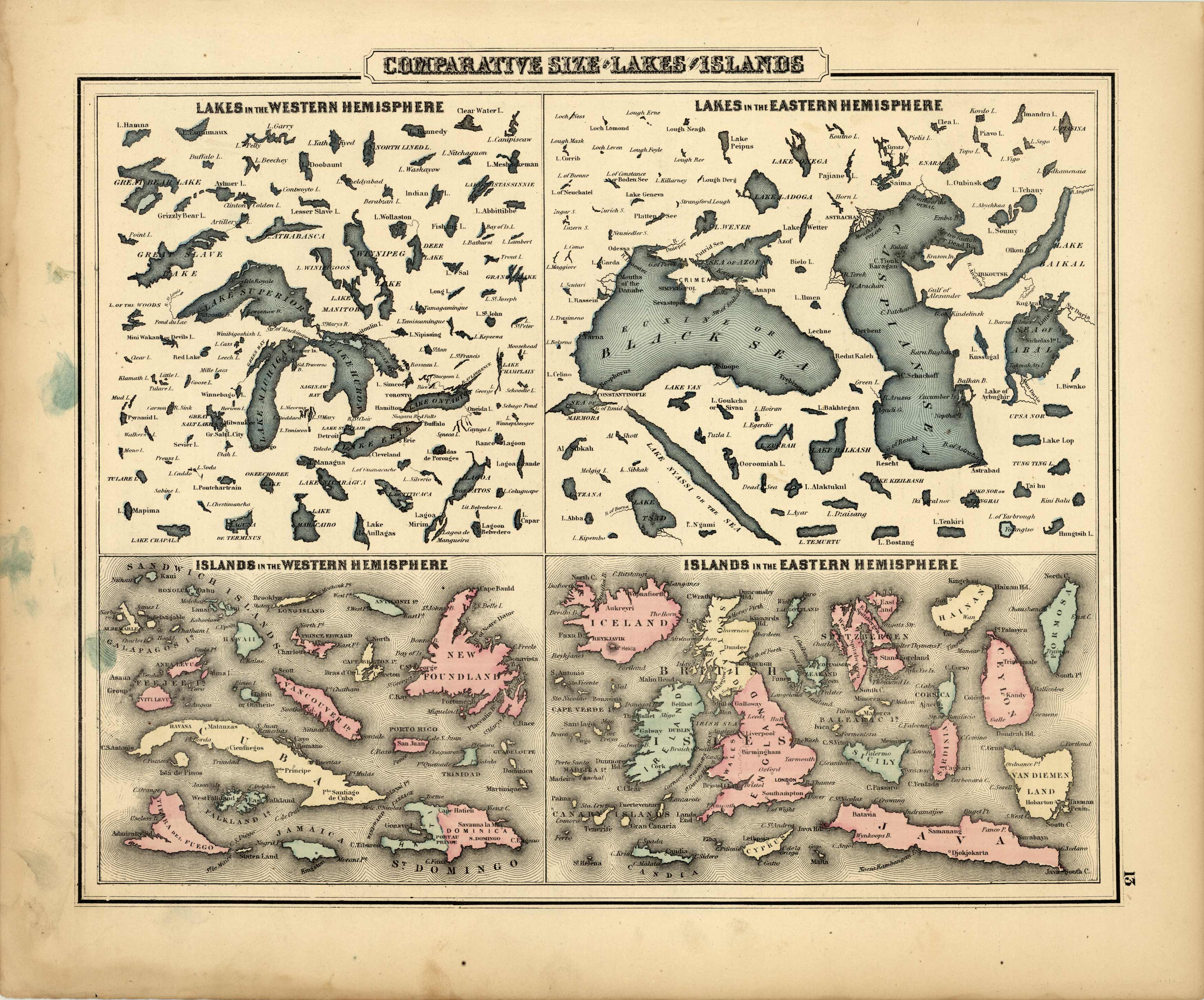 Comparative Size of Lakes and Islands - Art Source International