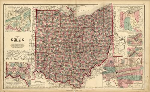 Grays New Map of Ohio with inst maps of Columbus