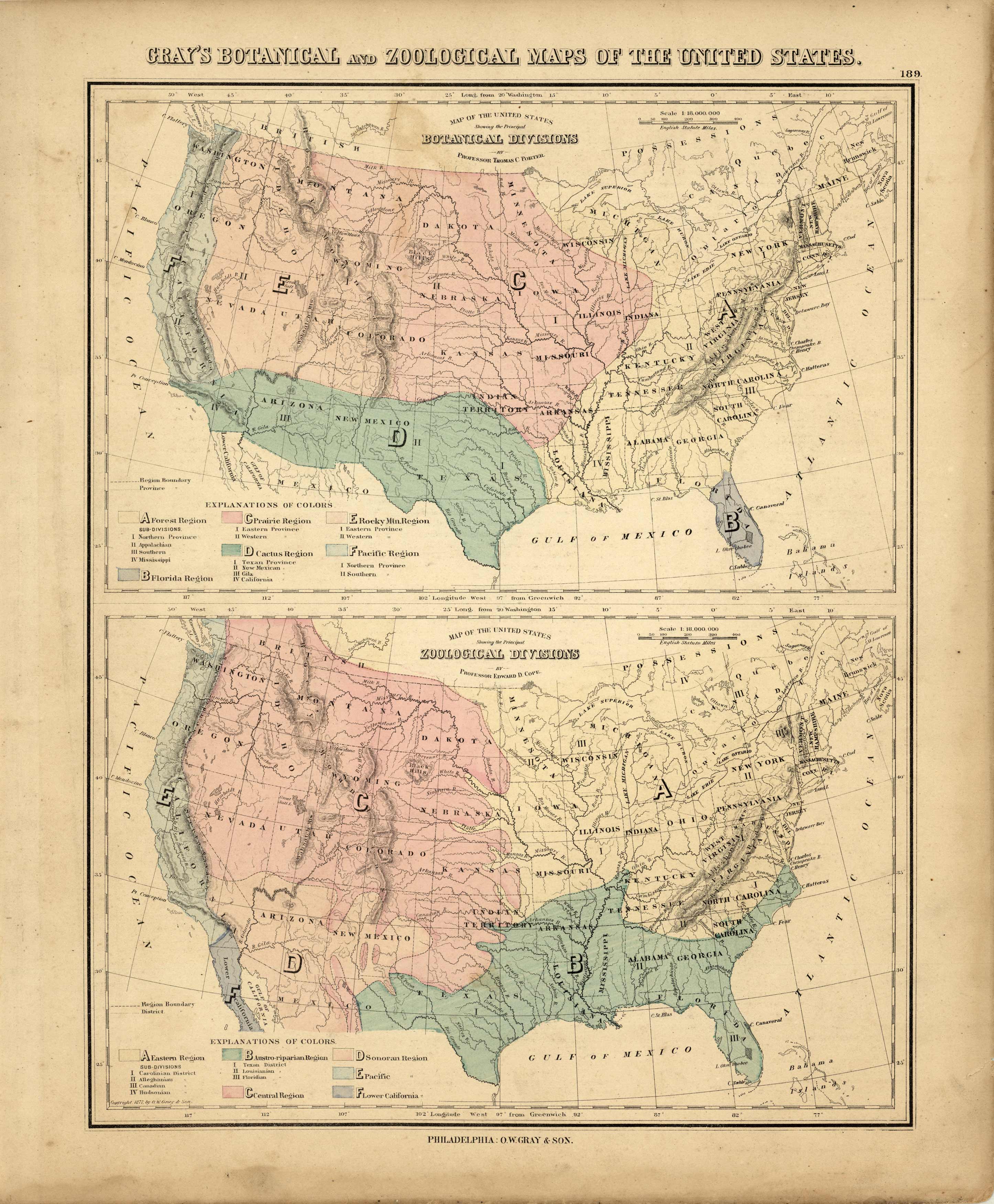 Grays Botanical and Zoological Maps of the United States'
