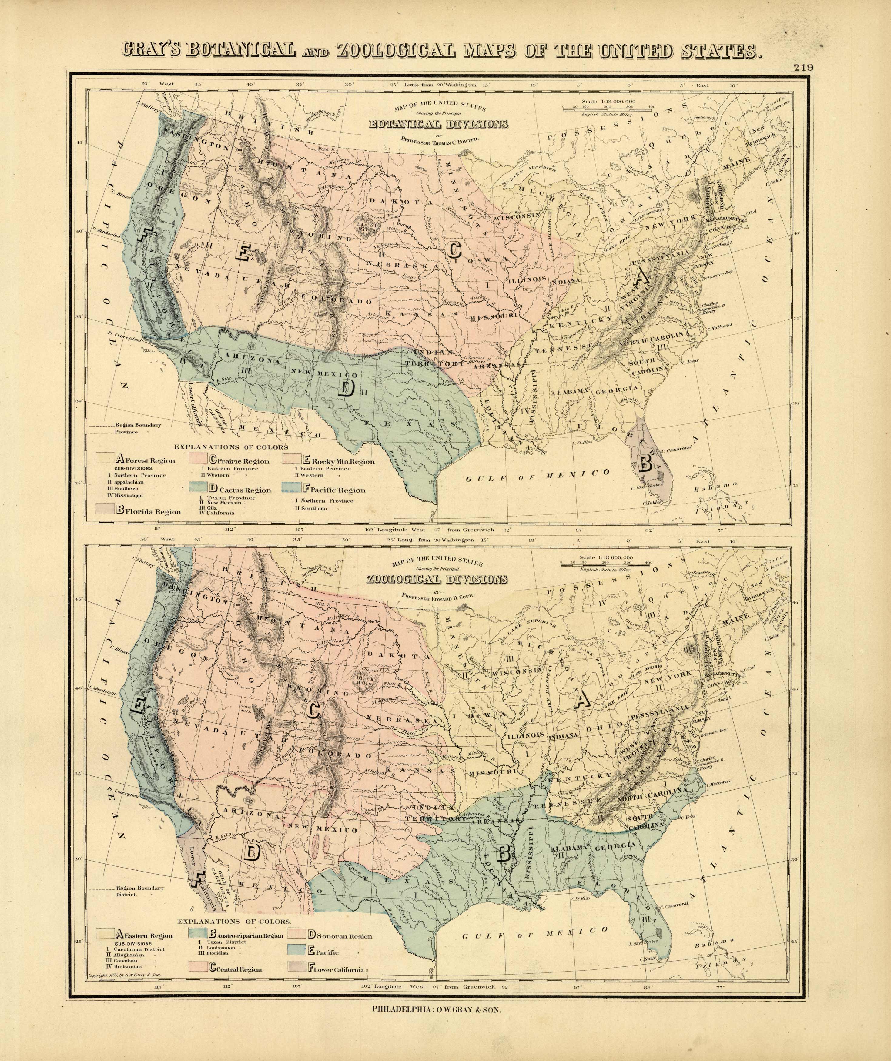 Grays Botanical and Zoological Maps of the United States'