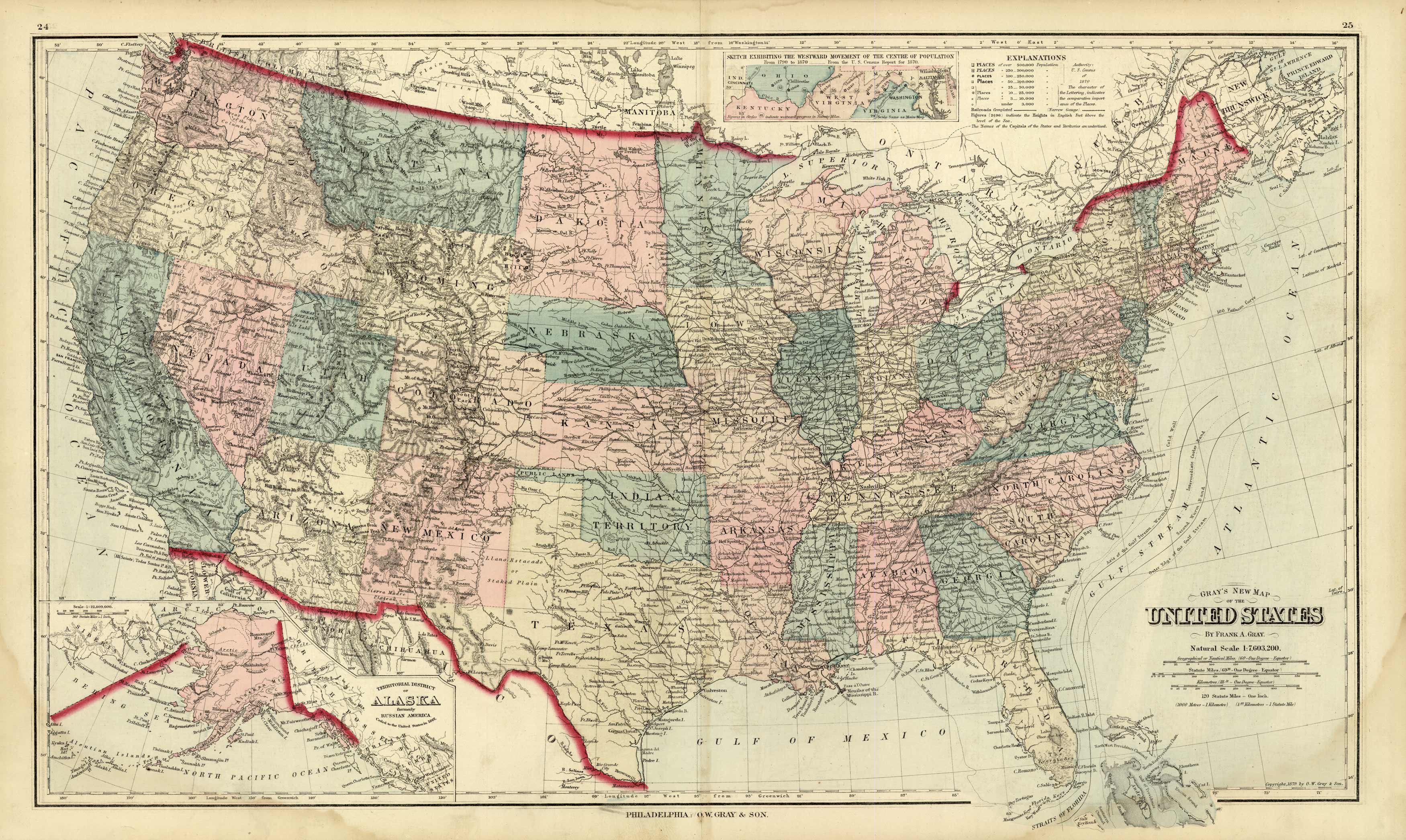 Grays New Map of the United States' - Art Source International