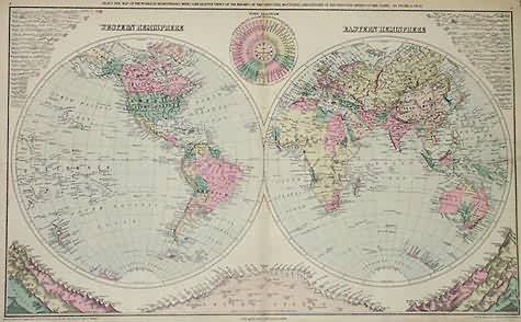 Grays New Map of the World in Hemispheres with Comparative Views of the Heoghts of the Principal Mountains and Lengths of the Principal Rivers on the Globe' Grays New Map of the World in Hemispheres with Comparative Views of the Heoghts of the Principal Mountains and Lengths of the Principal Rivers on the Globe'