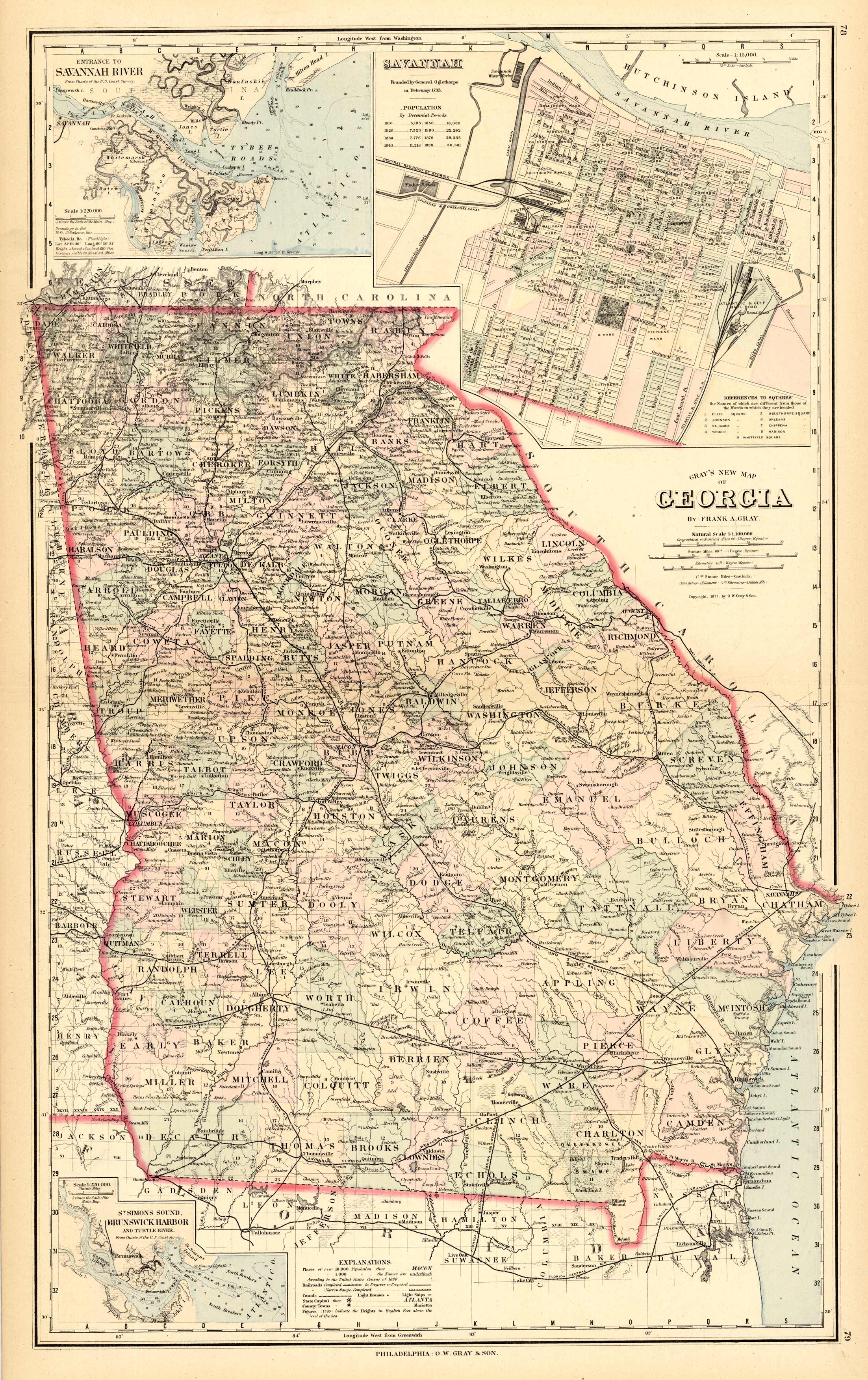 Georgia with insets of Savannah