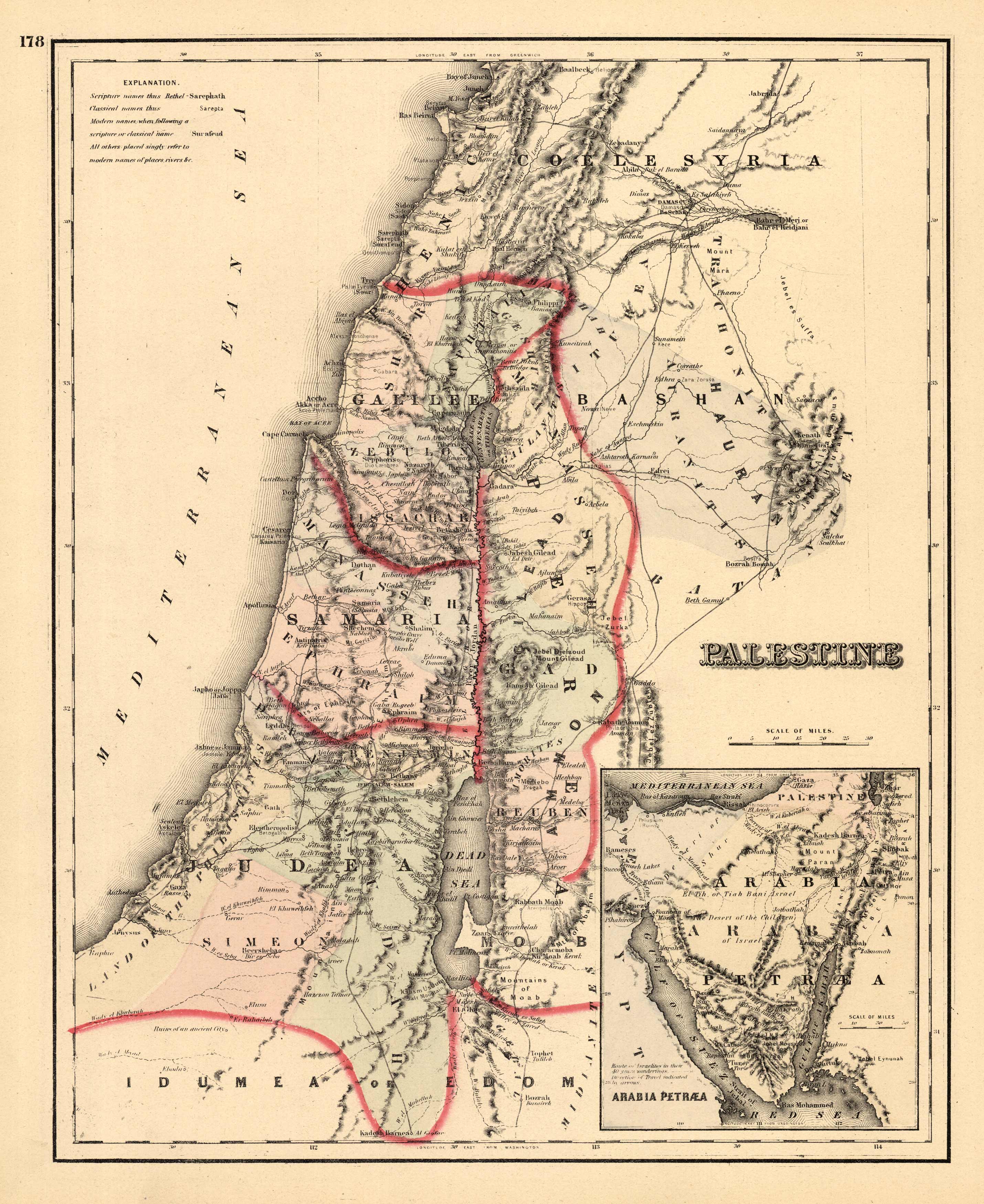 Palestine with inset of Arabia - Art Source International