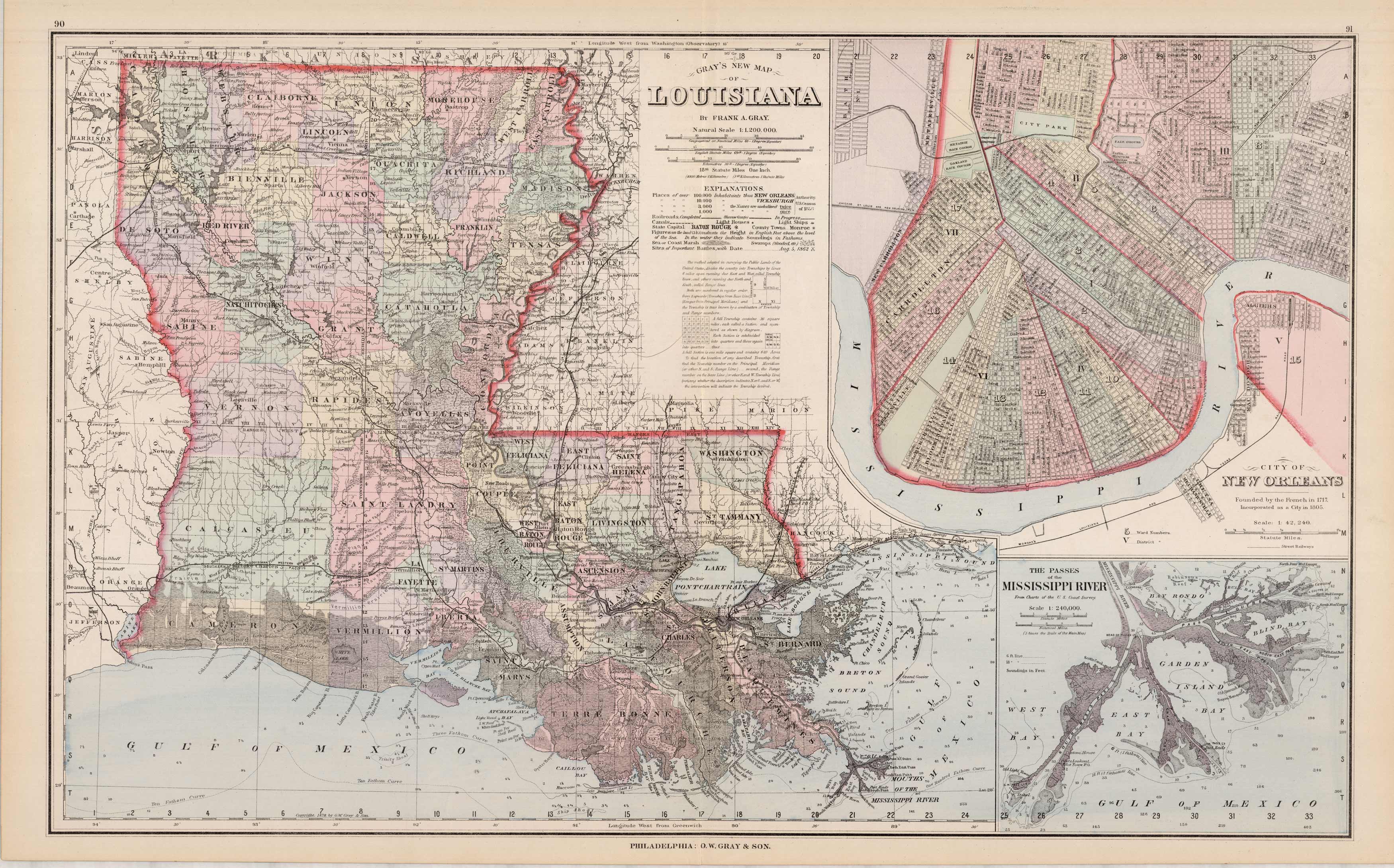 Silver Louisiana State Map Pearl Bangle - SM29295S-LA