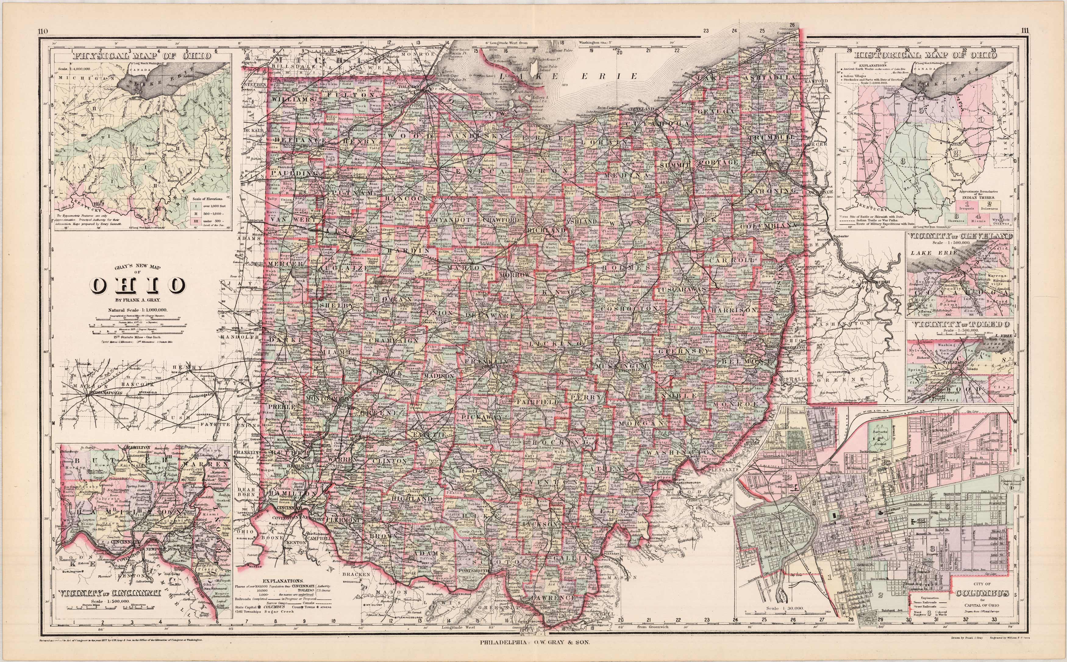 Grays New Map of Ohio' - Art Source International