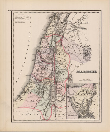 Palestine with inset of Arabia