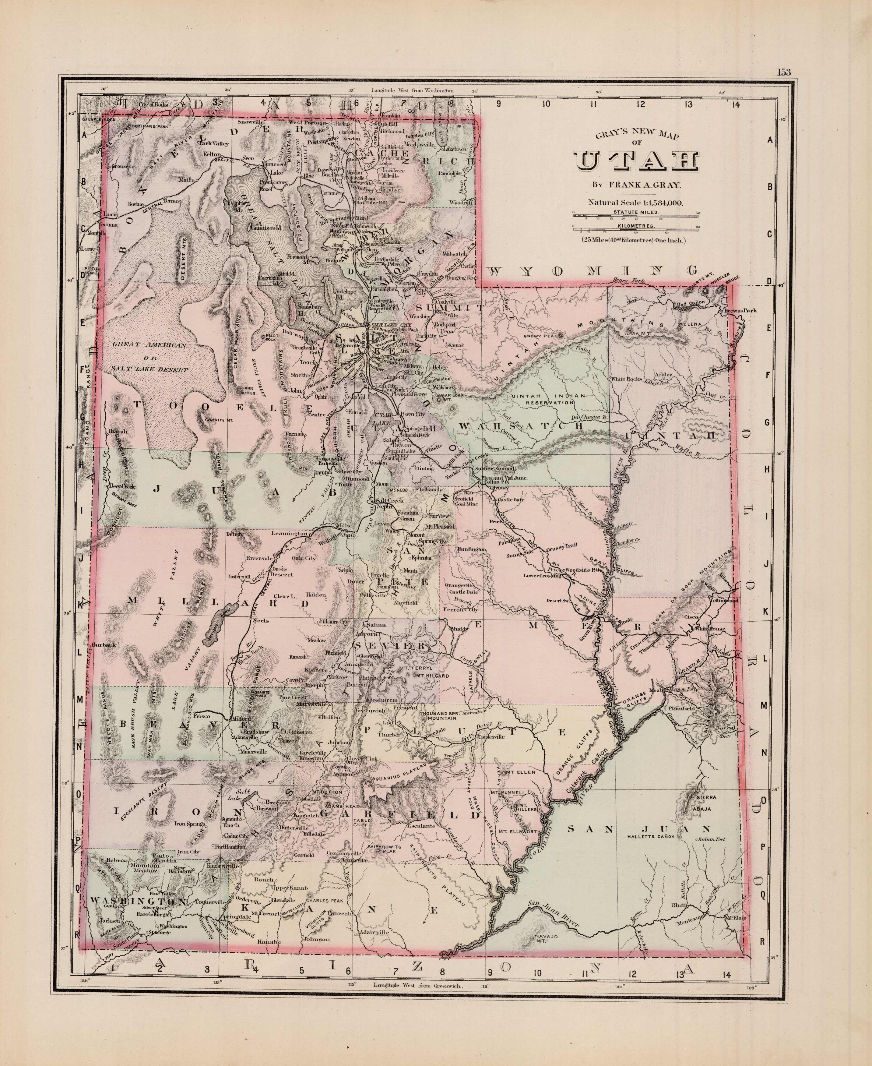 Grays New Map of Utah'