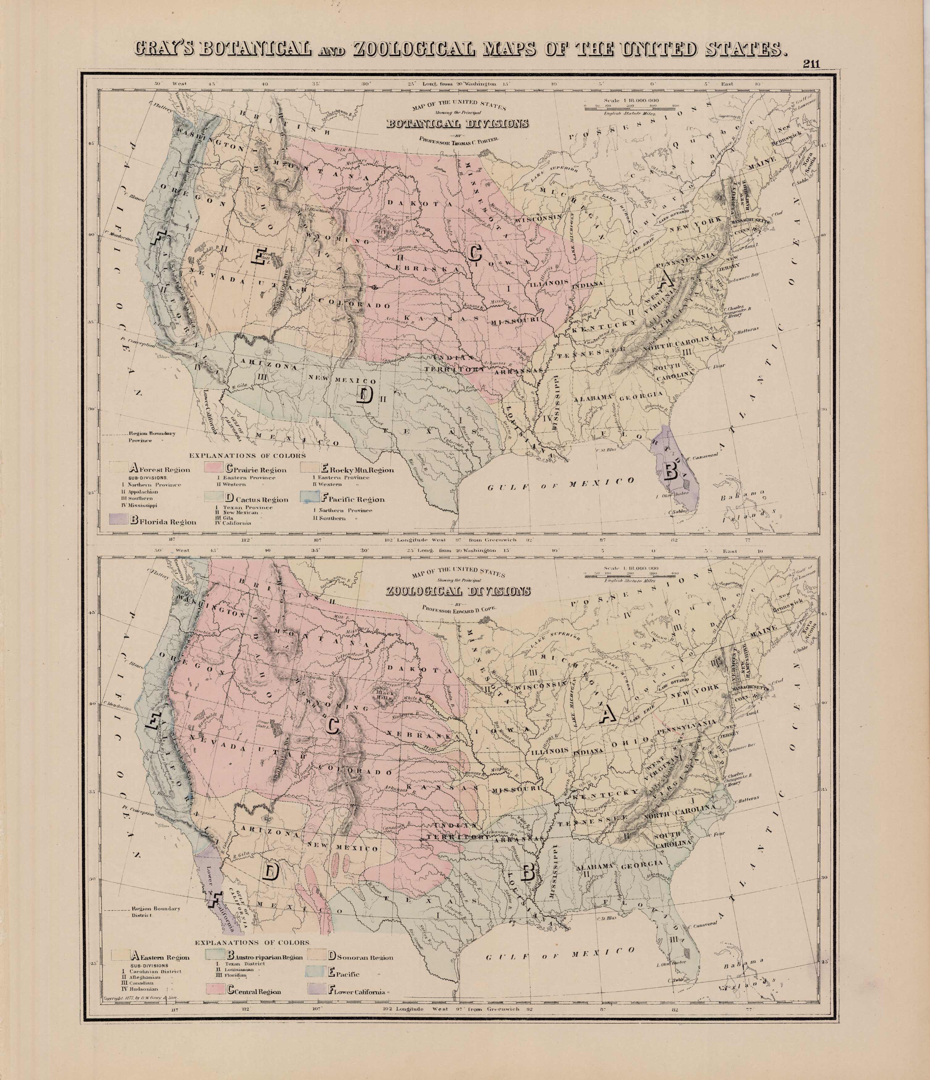 Grays Botanical and Zoological Maps of the United States'