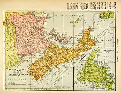 The Maritime Provinces of Canada with insert map of Newfoundland - Art ...