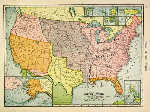 map of the United States showing Acquisition of Territory