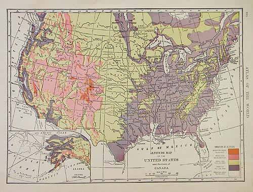 Altitude map of the United States