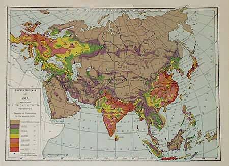 Population Map of Asia - Art Source International