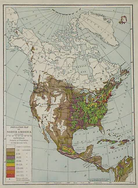 Population map of North America