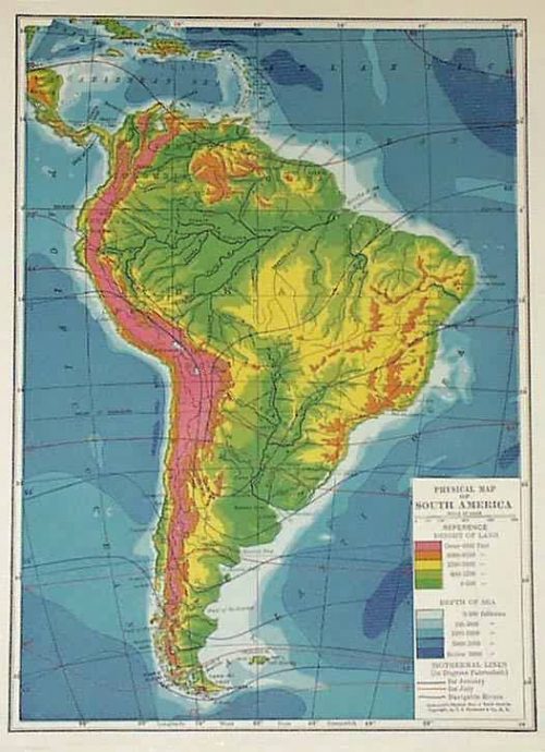 Physical Map of South America