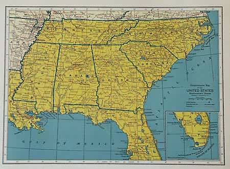 Comprehensive Map of United States Southeastern States