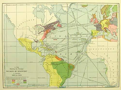A Map Showing the Principal Voyages of Discovery to America 1492 to 1611 A Map Showing the Principal Voyages of Discovery to America 1492 to 1611