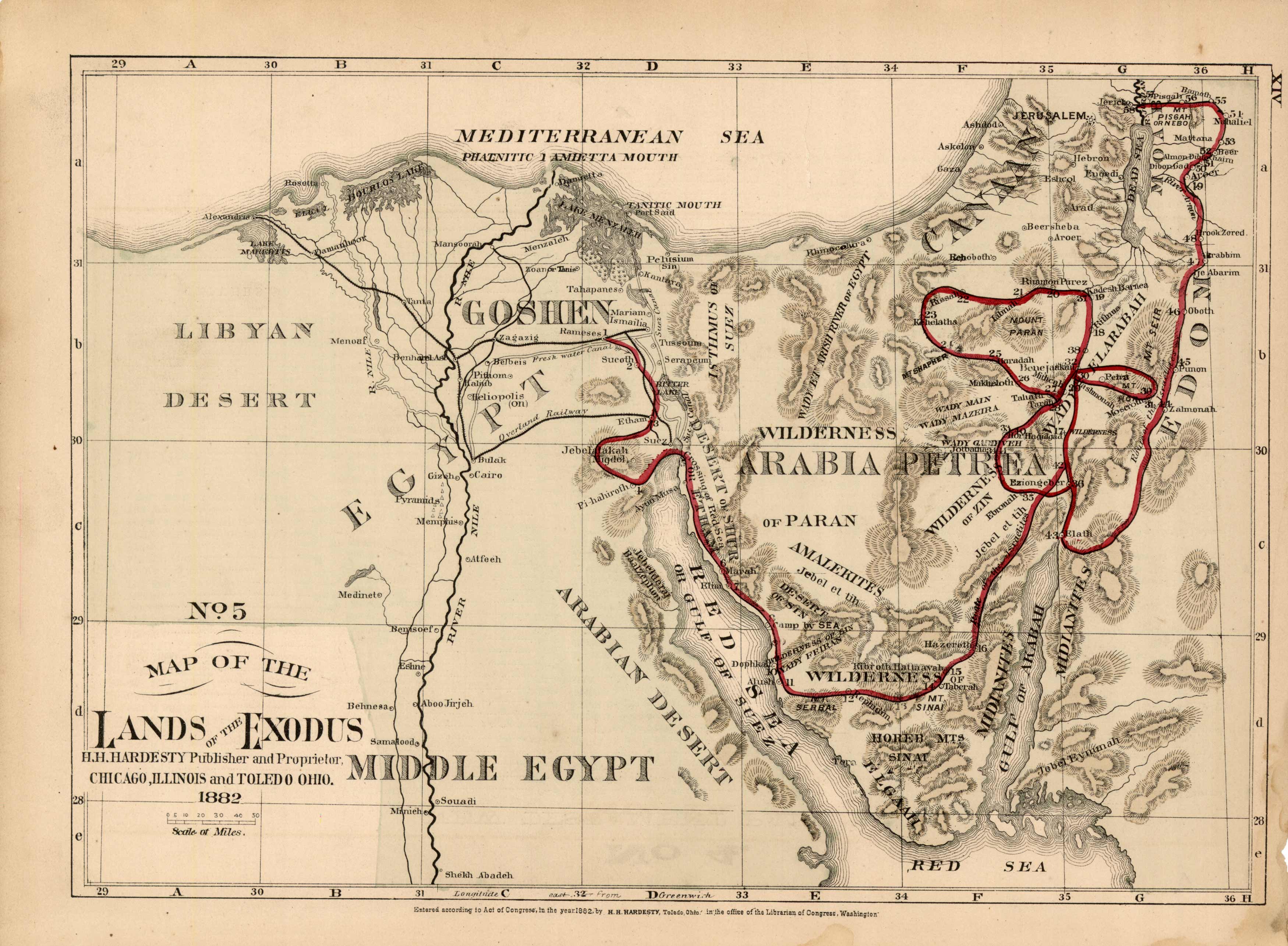 Map of the Lands of the Exodus Map of the Lands of the Exodus
