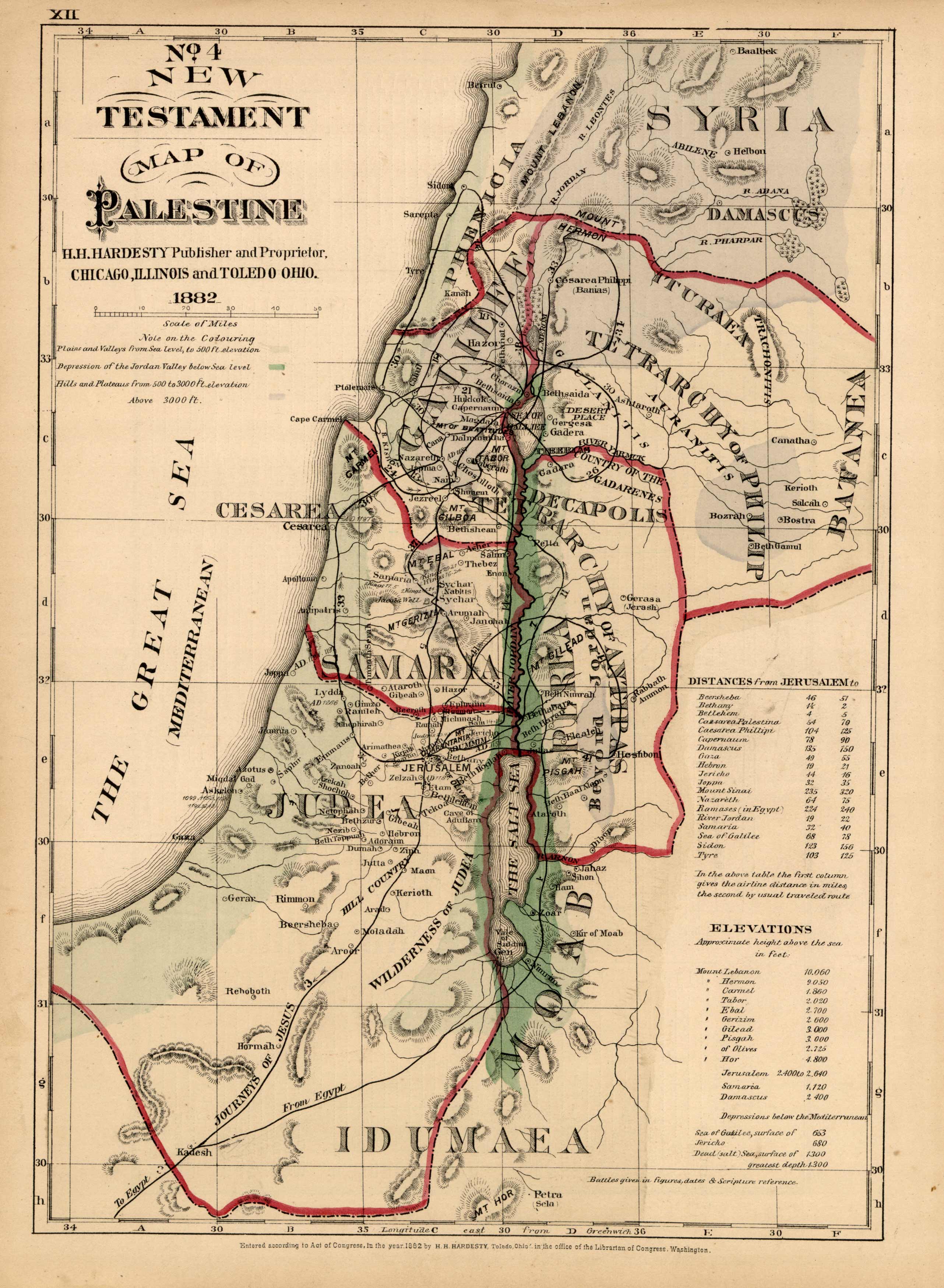 New Testament Palestine Map   HAND 1882 NEWPALE 