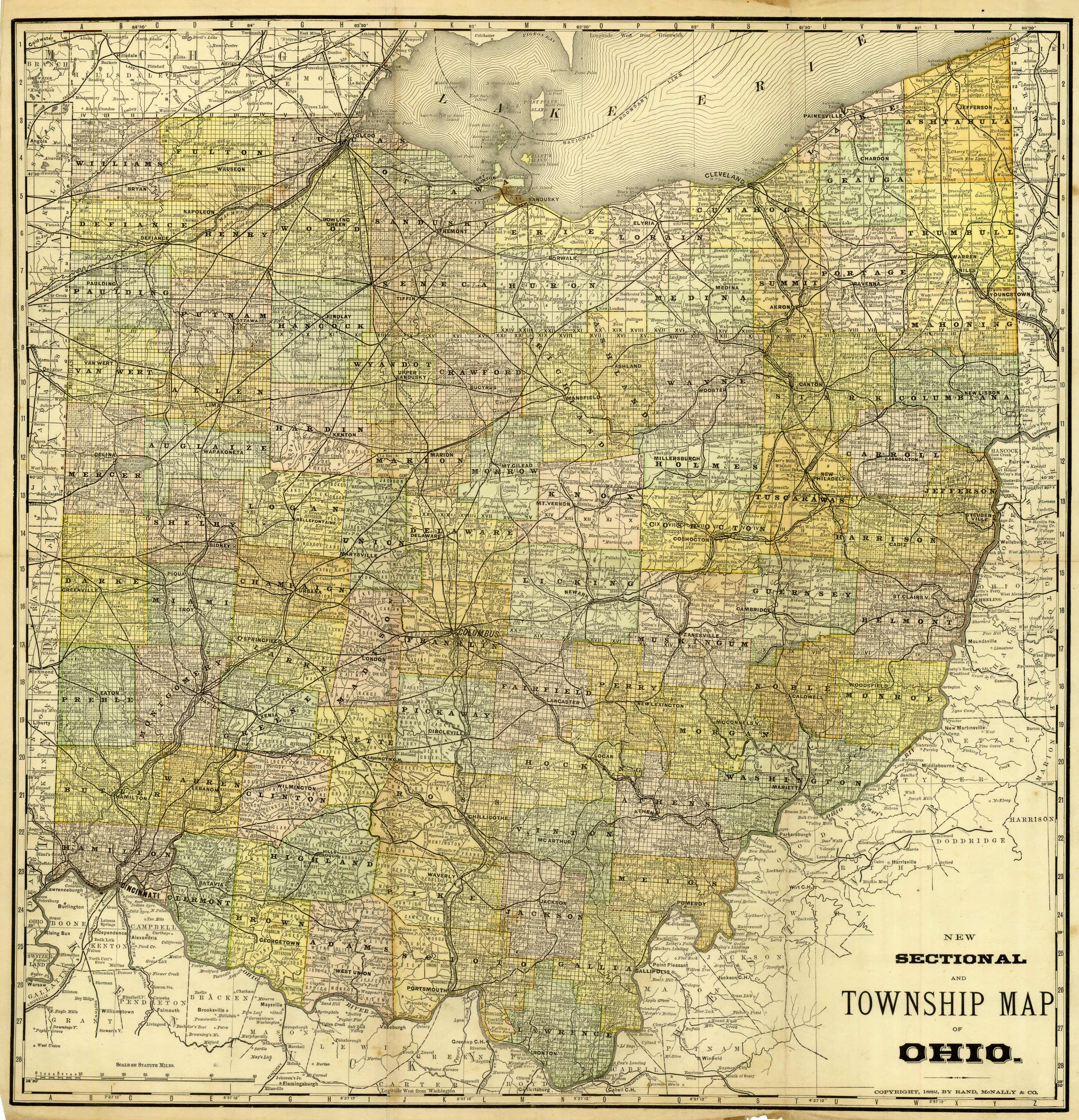 New Sectional and Township Map of Ohio