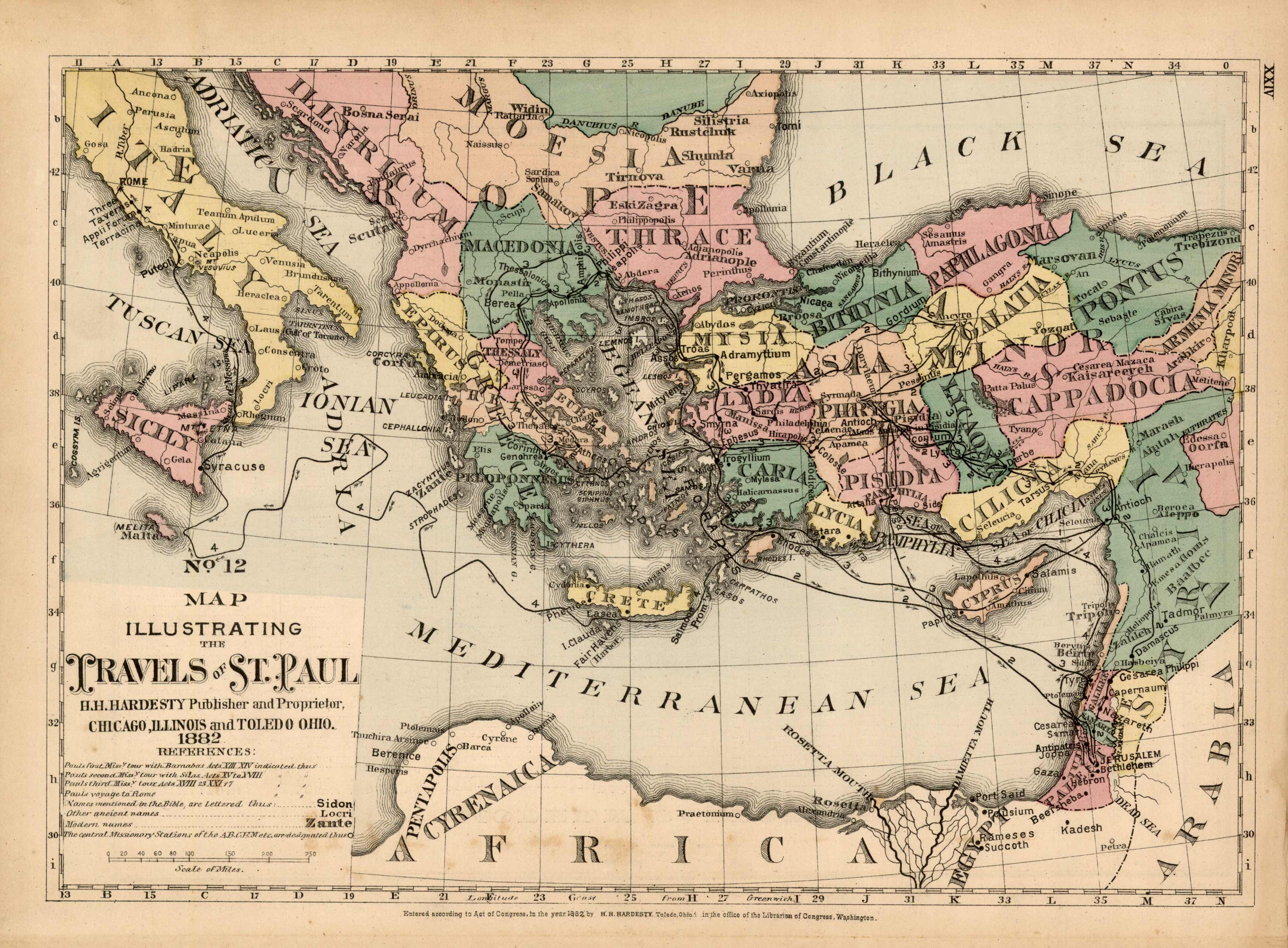 Map Illustrating the Travels of St. Paul