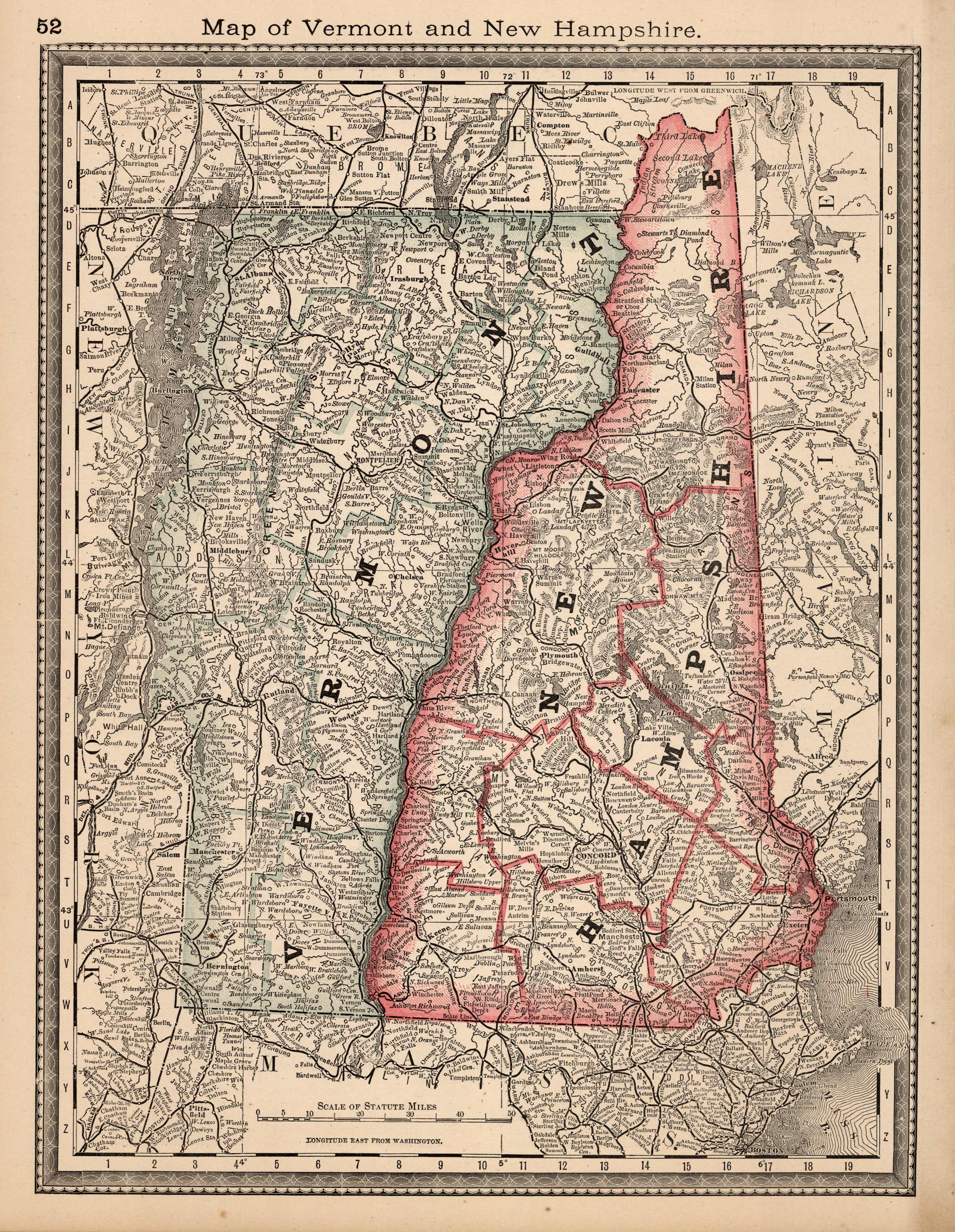 Map of Vermont and New Hampshire Map of Vermont and New Hampshire